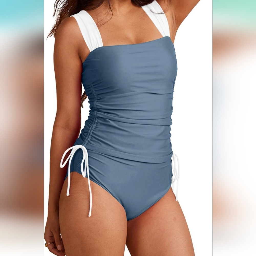 ALEUMDR 2 Piece Ruched Tankini
